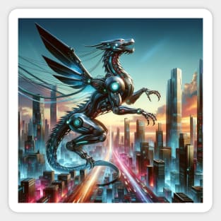 Neon Drake: Guardian of the Future Metropolis Sticker